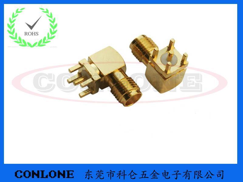 PCB板端SMA-kwe卧式弯头 SMA弯式焊板接头