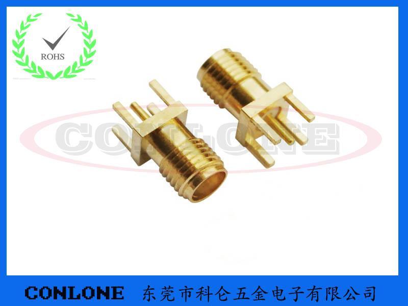SMA-KE贴片式射频接头180度四脚卡板式SMA连接器接头