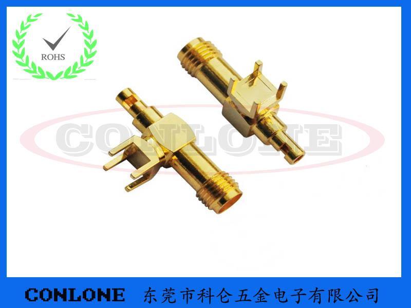 SMA-KWE接线焊板式射频接头 SMA板端接线式弯头